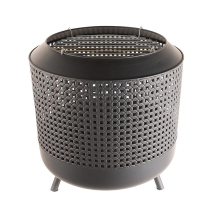 Midland Fire Pit met BBQ grill Zwart