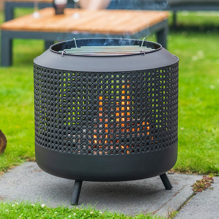 Midland Fire Pit met BBQ grill Zwart