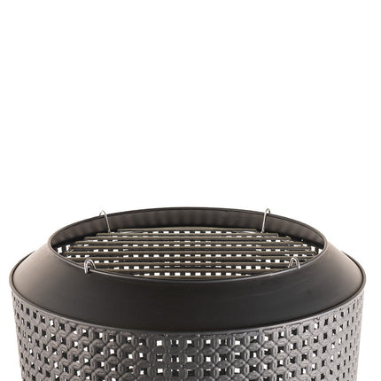 Midland Fire Pit met BBQ grill Zwart