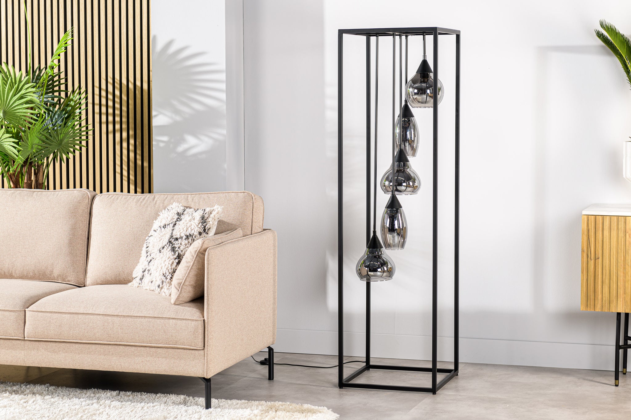 Vloerlamp, 5-lichts, V340 smoke glas