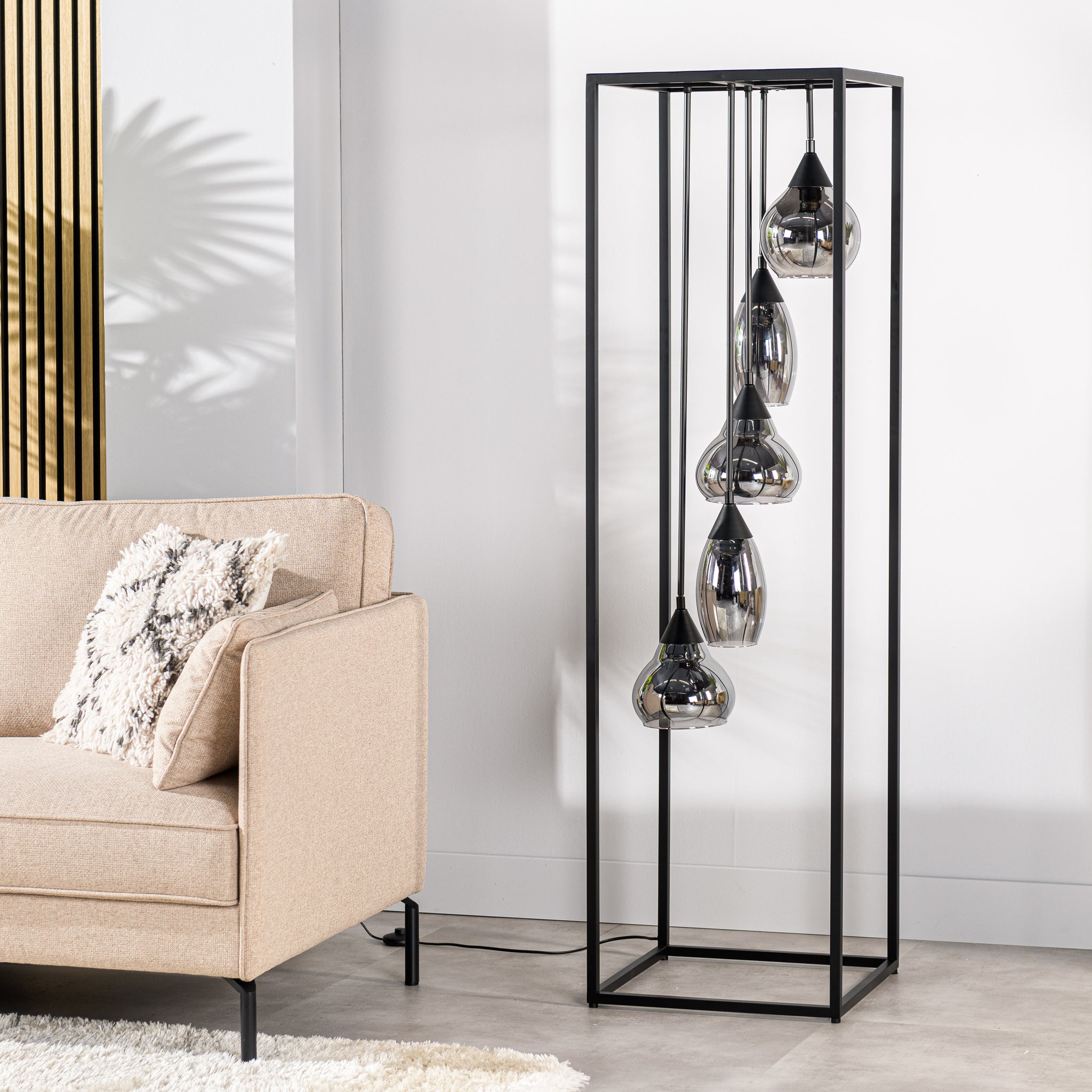 Vloerlamp, 5-lichts, V340 smoke glas