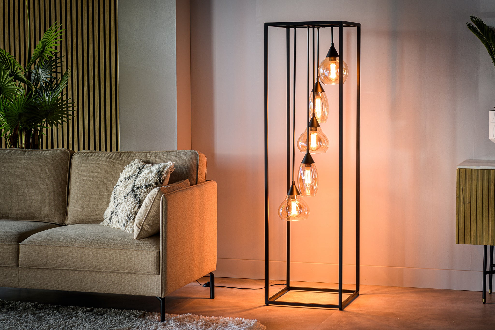 Vloerlamp, 5-lichts, V550 amber glas