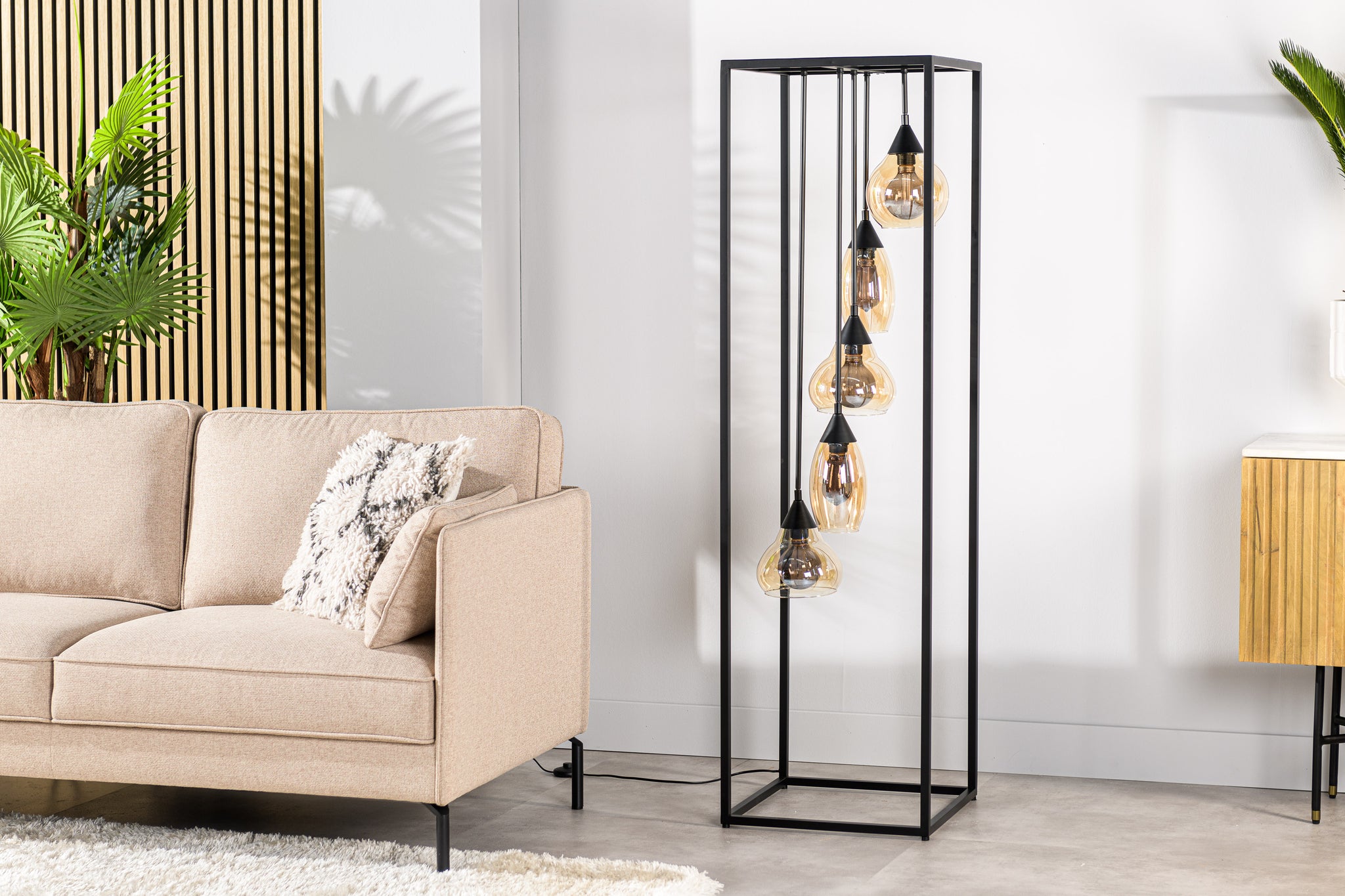 Vloerlamp, 5-lichts, V550 amber glas