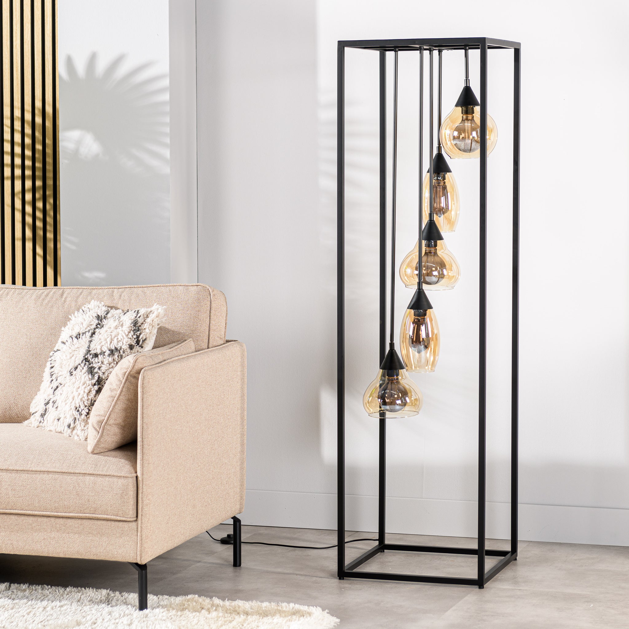 Vloerlamp, 5-lichts, V550 amber glas