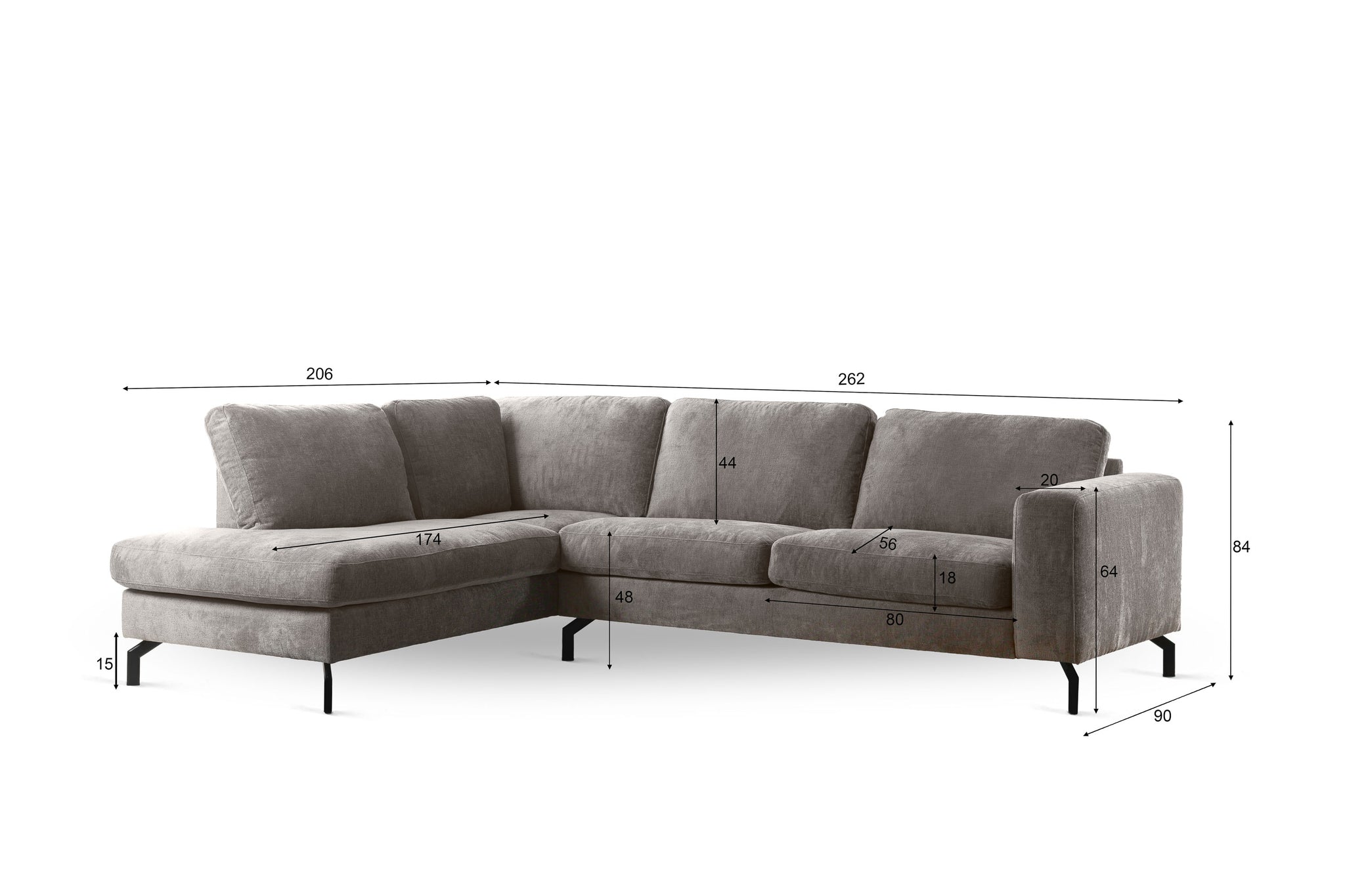 Harlow, 3-zits hoek links, stof Perfect Harmony 04, R720 champagne