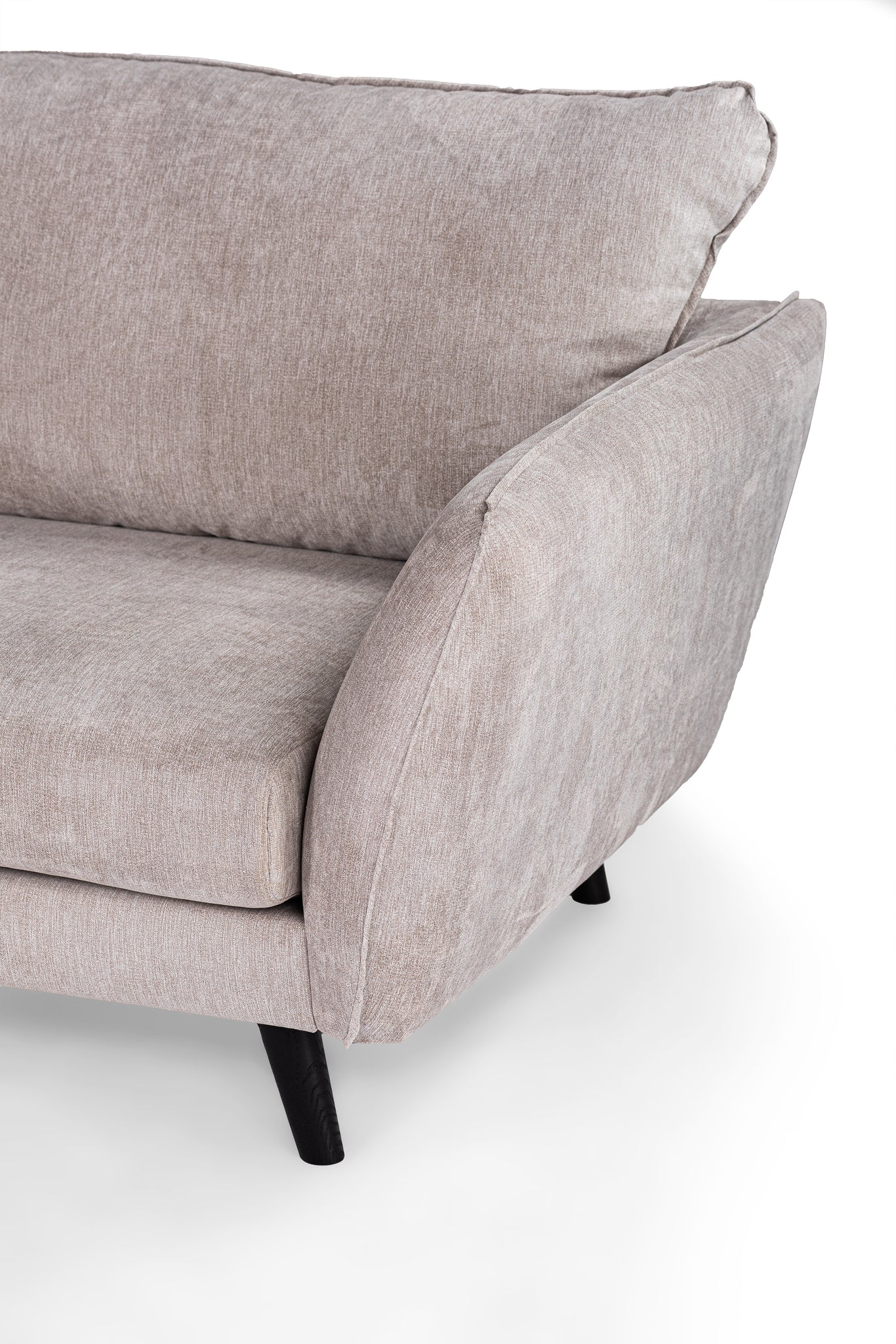 3-zits hoekbank links, stof Orinoco 23, K460 beige, zwarte poot