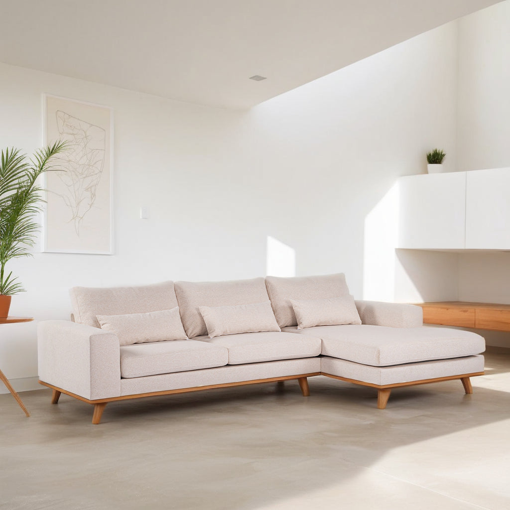 3-zits hoekbank rechts, stof Grande 03, G460 beige