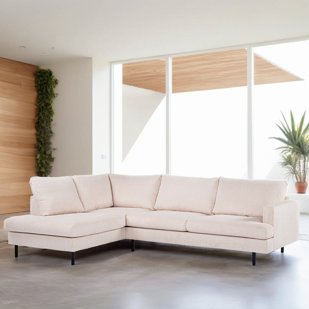 3-zits hoekbank links, stof Fjord 23, F460 beige