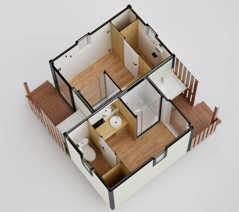 Nieuwe sanitaire blok - 2 badkamers - 6m2