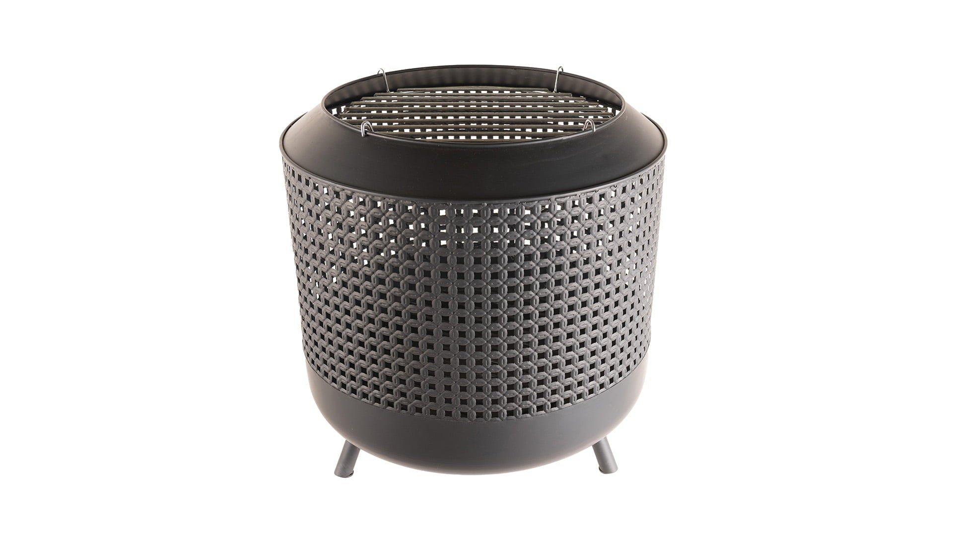 Midland Fire Pit met BBQ grill Zwart