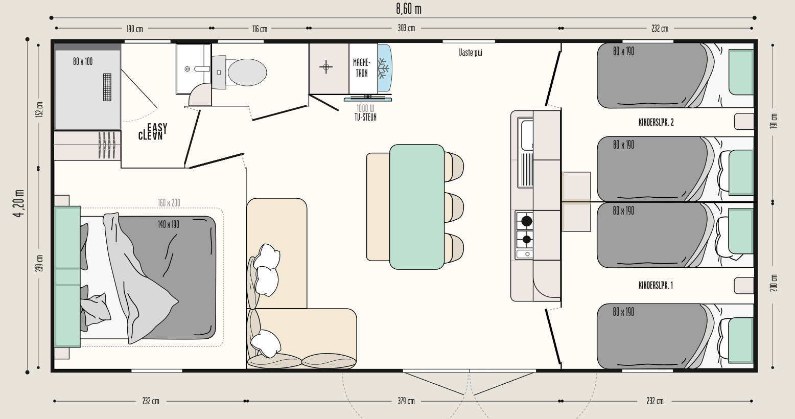 Mobil-home Morpholia neuf - 3 chambres - 860x420cm