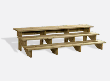 Houten trap voor stacaravan MP3 - 3 tredes - Hout - 200x48cm
