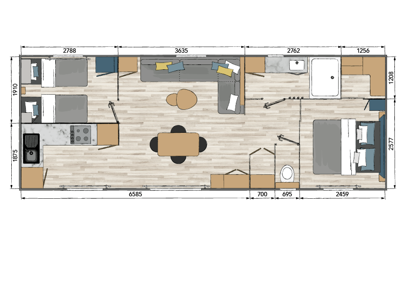 Neues Mobilheim Bol D'air Mistral - 2 Schlafzimmer - 1080 x 400 cm