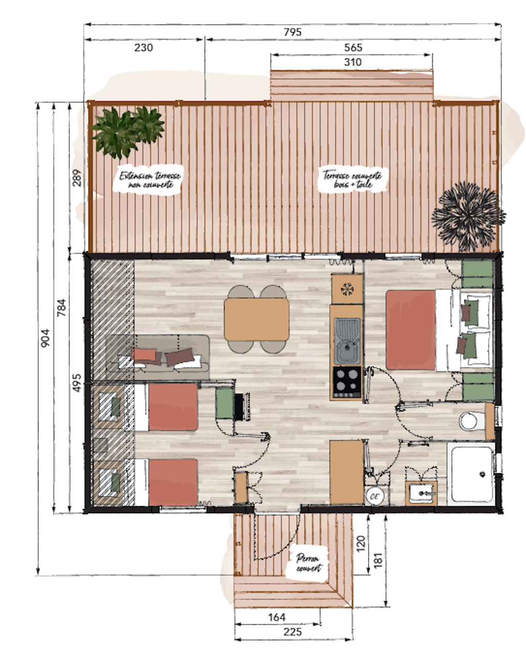 Nieuwe Chalet Sagano Villa 33/2 - 2 slaapkamers - 795x904cm