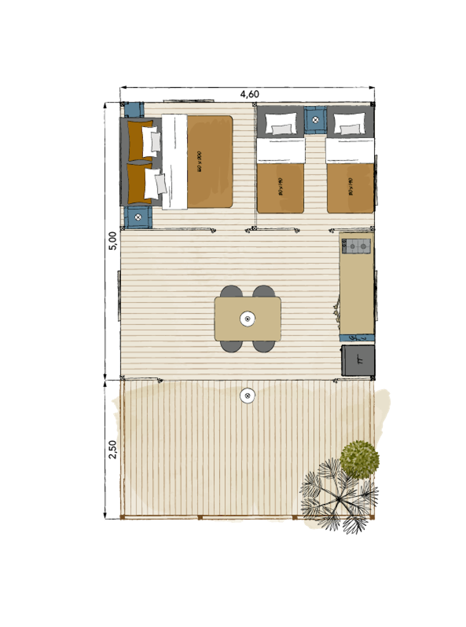 Nieuwe Lodge - Mini Wood 23/2 - 460x750cm - Hoogte 130cm