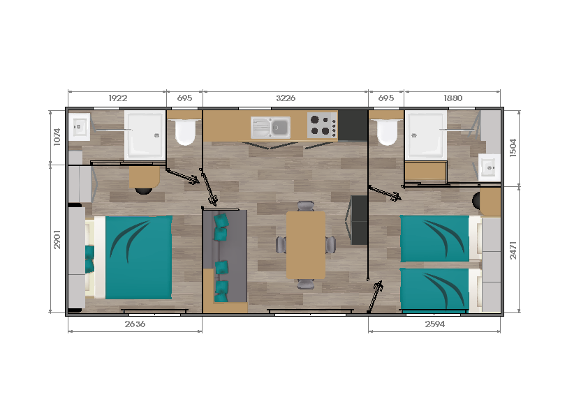 Neues Mobilheim Iroise – 2 Schlafzimmer – 880 x 420 cm