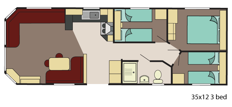 Neu - Sunseeker - Flore Mobilheim - 1100/2 - 2 Schlafzimmer - 1100x370cm