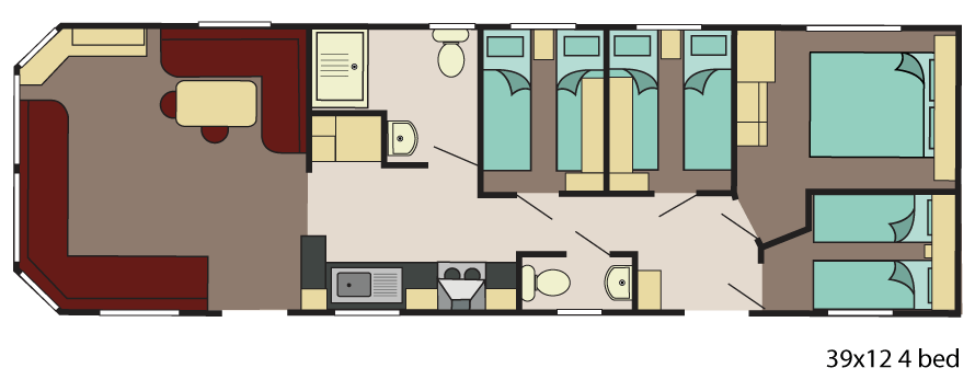 Neu - Sunseeker - Flore Mobilheim - 1100/2 - 2 Schlafzimmer - 1100x370cm
