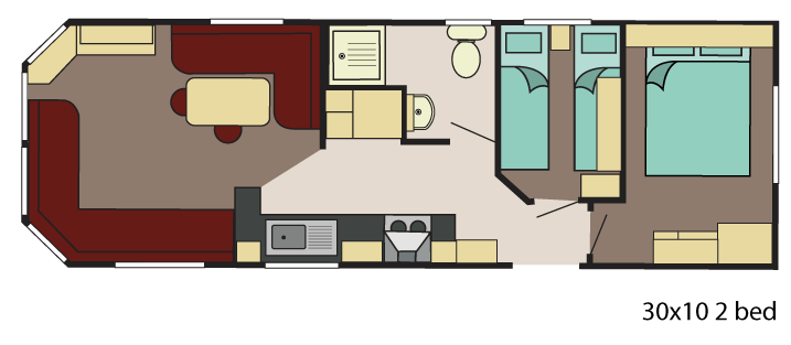 Neu - Sunseeker - Flore Mobilheim - 1100/2 - 2 Schlafzimmer - 1100x370cm