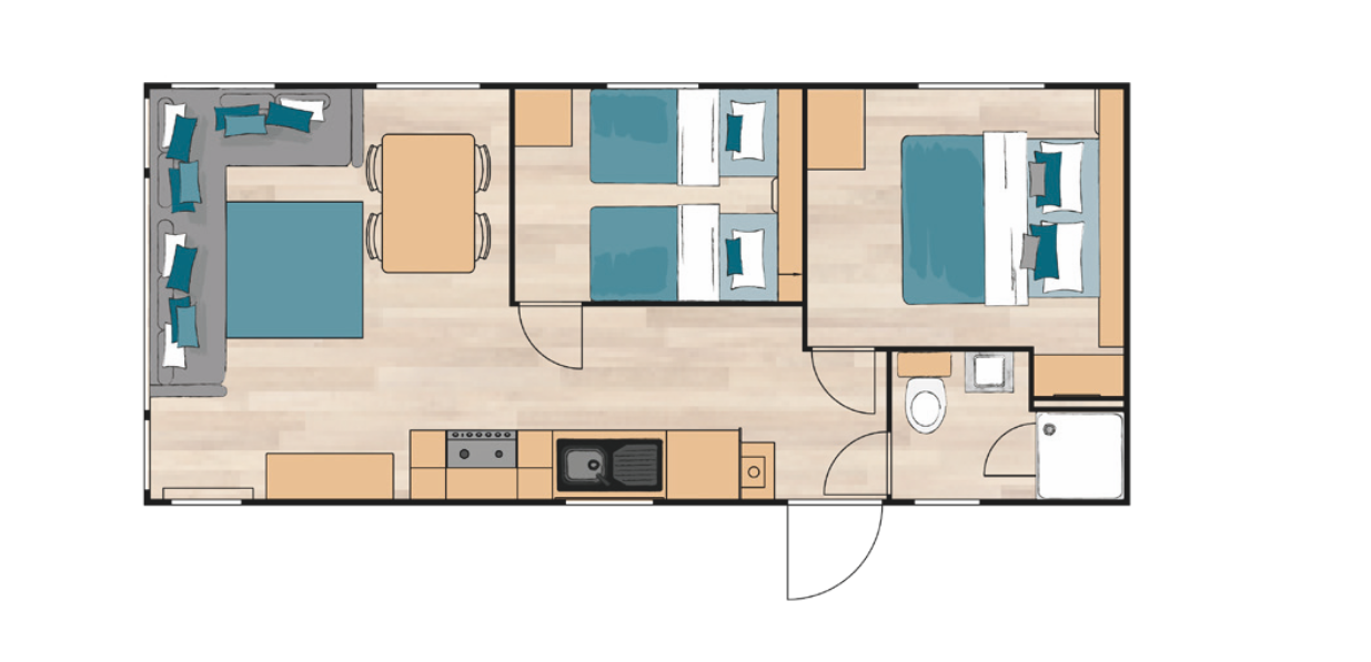Neu - Sunseeker - Flore Mobilheim - 1100/2 - 2 Schlafzimmer - 1100x370cm