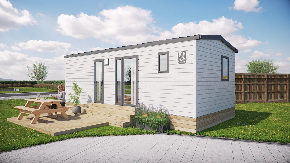 Nieuwe Lodge Antilles Premium - 2 slaapkamers - 820x400cm - Camping Asterix - Sleutel op de deur
