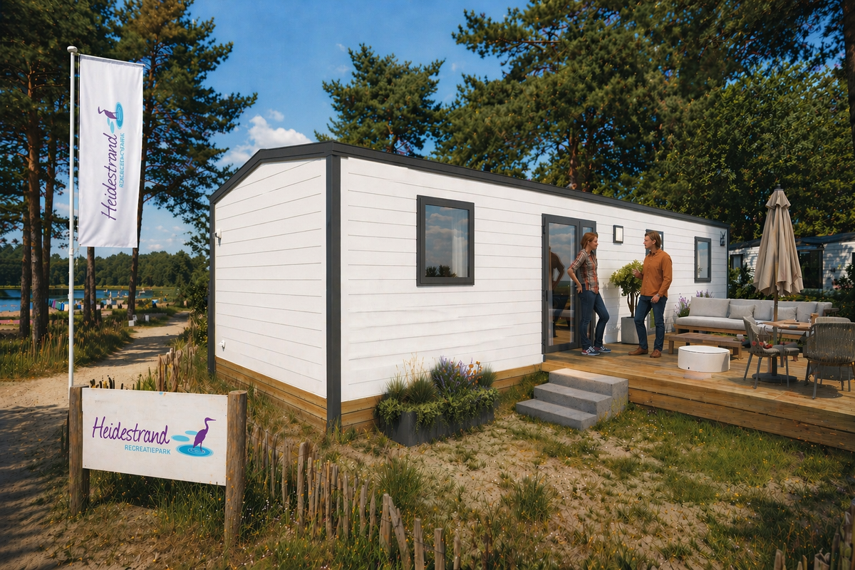 Nieuwe Lodge Caracas Premium - 3 slaapkamers - 1080x400cm - Recreatiepark Heidestrand - Sleutel op de deur