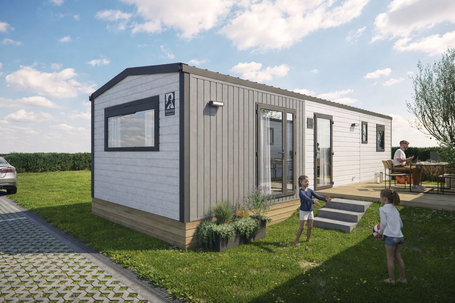 Nieuwe Lodge Mistral Premium Snow - 2 slaapkamers - 1080x400cm - Camping Asterix - Sleutel op de deur