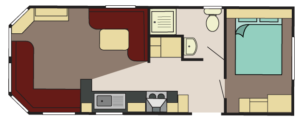 Nieuwe Rodeo Stacaravan Leeds - 790/1 - 1 slaapkamer - 790x305cm