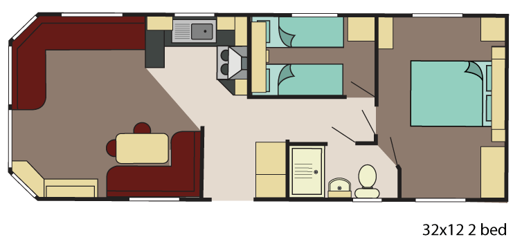 Nieuwe Rodeo Stacaravan Leeds - 975/2 - 2 slaapkamers - 975x370cm