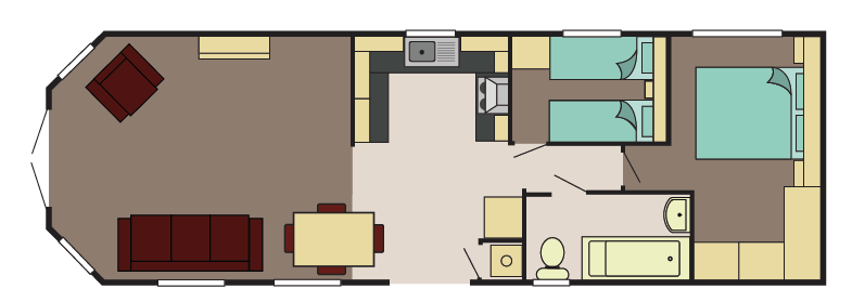 Nieuwe Rodeo Stacaravan Liverpool - 1250/3 - 3 slaapkamers - 1250x395cm