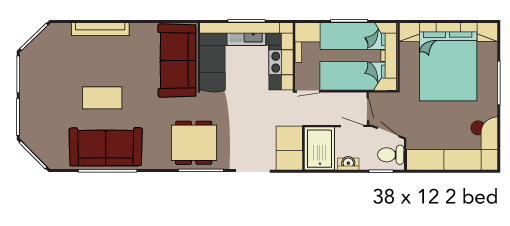 Neu - Sunseeker - Flore Mobilheim - 1100/2 - 2 Schlafzimmer - 1100x370cm