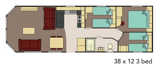 Neu - Sunseeker - Flore Mobilheim - 1100/2 - 2 Schlafzimmer - 1100x370cm