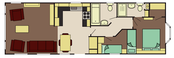 Nieuwe Rodeo Stacaravan Sheffield - 1220/2 - 2 slaapkamers - 1220x396cm
