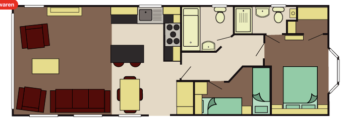 Nieuwe Rodeo Stacaravan Sheffield Deluxe - 1220/2 - 2 slaapkamers - 1220x427cm