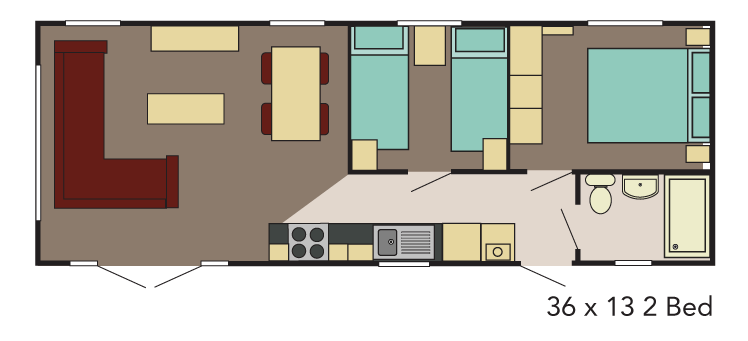 Neu - Sunseeker - Flore Mobilheim - 1100/2 - 2 Schlafzimmer - 1100x370cm