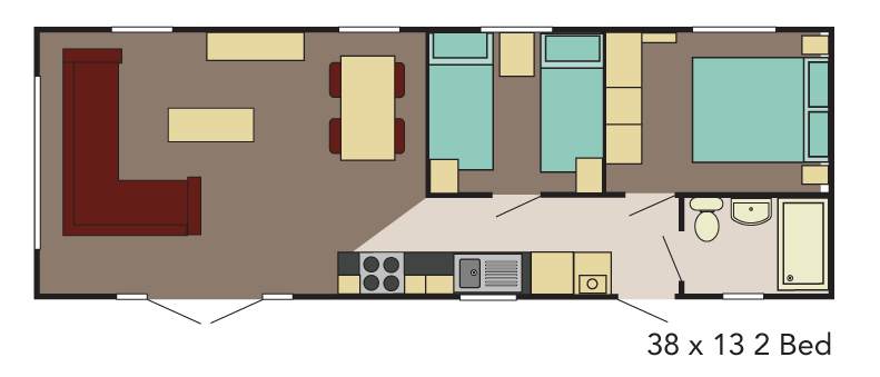 Neu - Sunseeker - Flore Mobilheim - 1100/2 - 2 Schlafzimmer - 1100x370cm