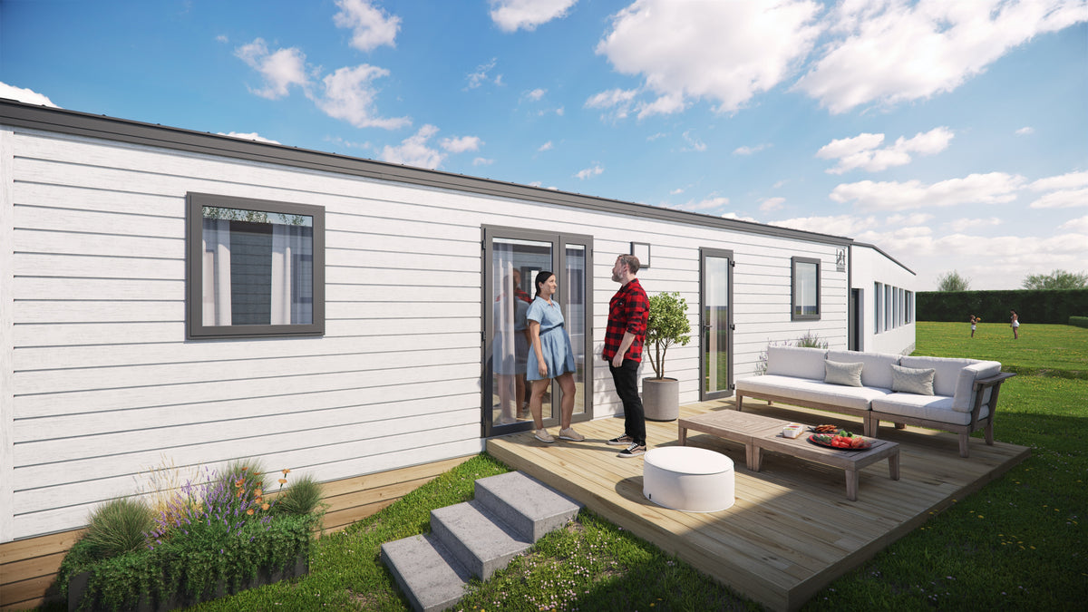 Nieuwe Lodge Caracas Premium - 3 slaapkamers - 1080x400cm - Camping Asterix - Sleutel op de deur