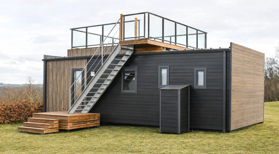 Nieuwe stacaravan Solarium met terras en dakterras - 2 slaapkamers - 1020x450cm - Camping Papillon Bouillon P12