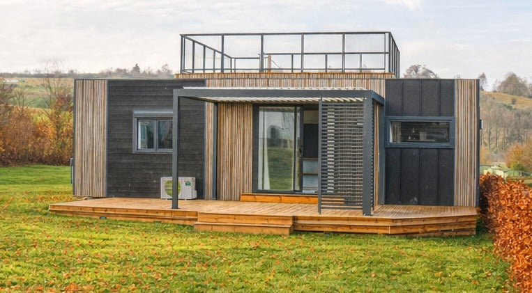 Nieuwe stacaravan Solarium met terras en dakterras - 2 slaapkamers - 1020x450cm - Camping Papillon Bouillon P12