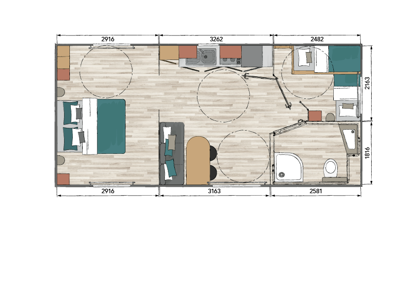 Nieuwe Mantelzorgwoning PMR - 2 slaapkamers - 880x420cm