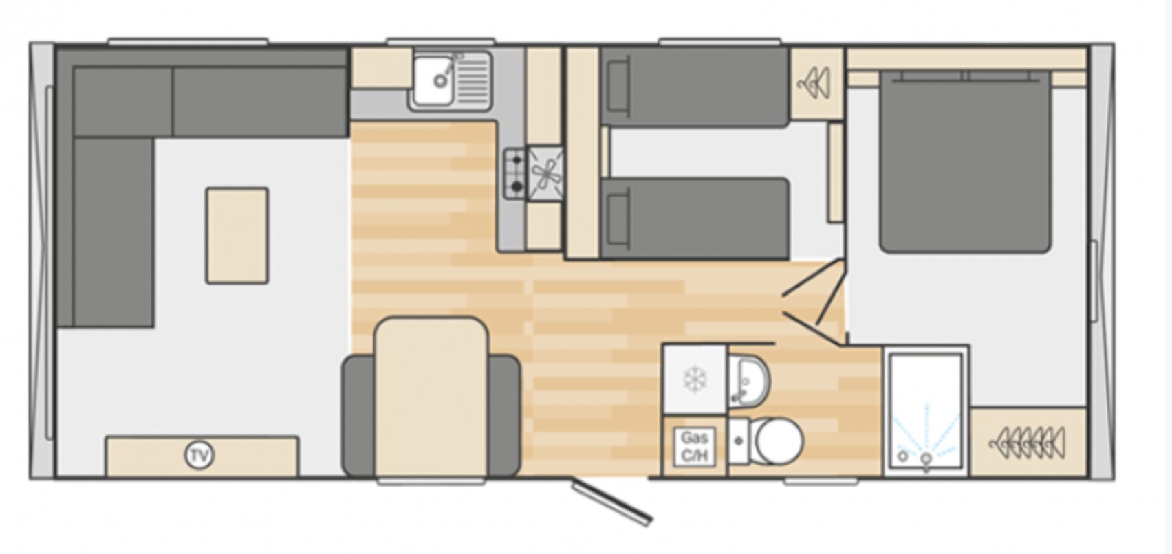 Nieuwe - Swift - Stacaravan Royan - 1100/2 - 2 slaapkamers - 1090x370cm