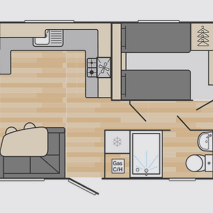 Nieuwe - Swift - Stacaravan Atlantique - 1100/2 - 2 slaapkamers - 1100x370cm