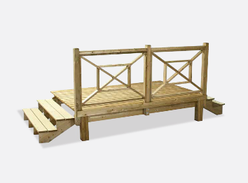 Houten trap voor stacaravan PDE Antilles - 4 tredes - Hout - 250x150cm