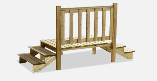 Houten trap voor stacaravan PDE Perron - 2 tredes - Hout - 100x160cm
